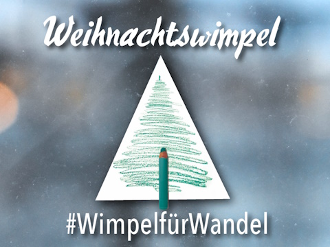 Umgedrehter Wimpel als Weihnachtsbaum