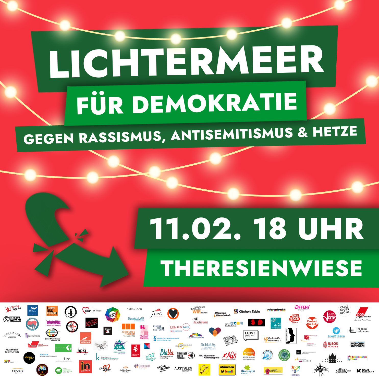 Sharepic Lichterkette für Demokratie